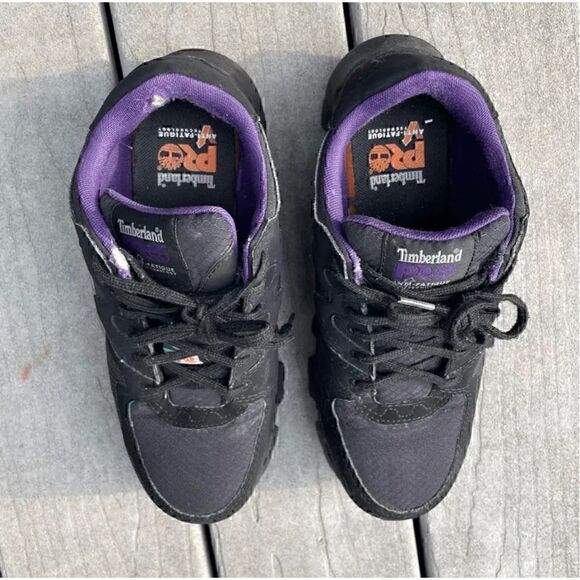 Timberland PRO Shoes Womens Size 7 W Black Purple Powertrain Alloy Toe - Picture 3 of 9